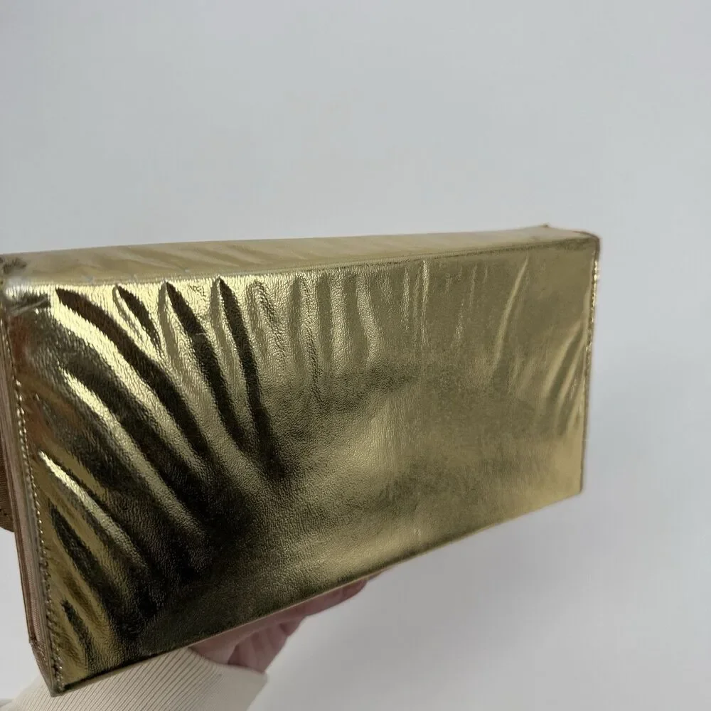 Vintage Gold 50s Clutch Bag Flower Accordion Formal Evening